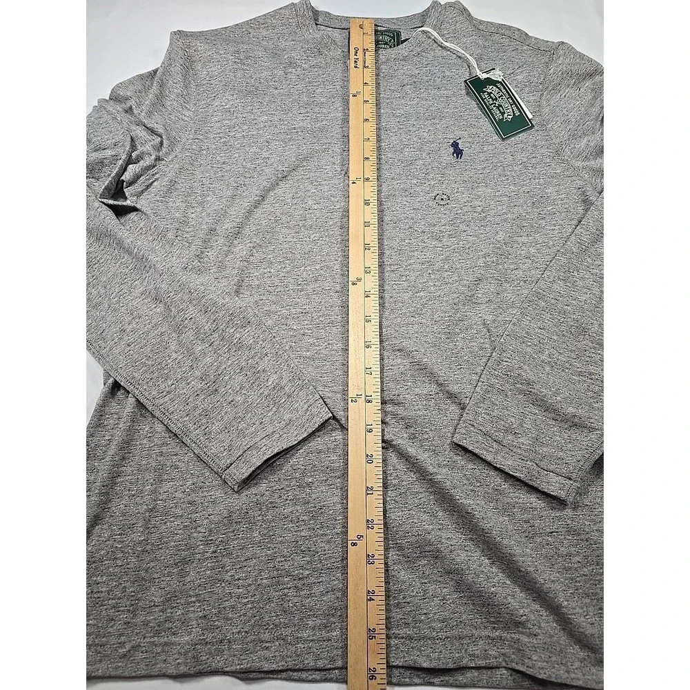 Polo Country Ralph Lauren Mens L/S Gray Medium Henley Shirt Logo Classic Fit nwt